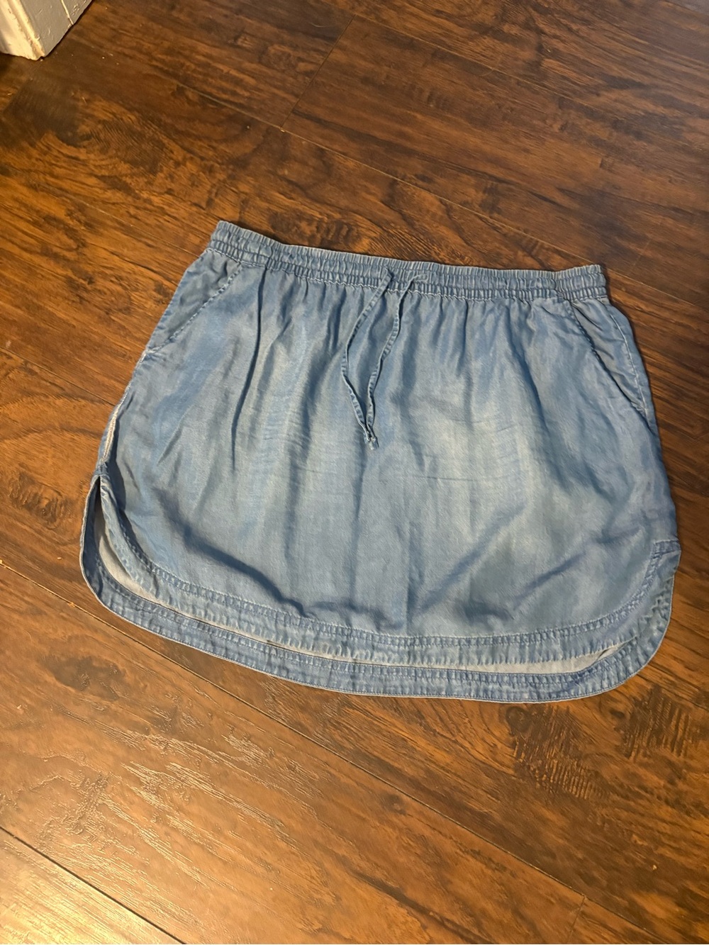 Merona Light Blue Chambray Drawstring Mini Skirt